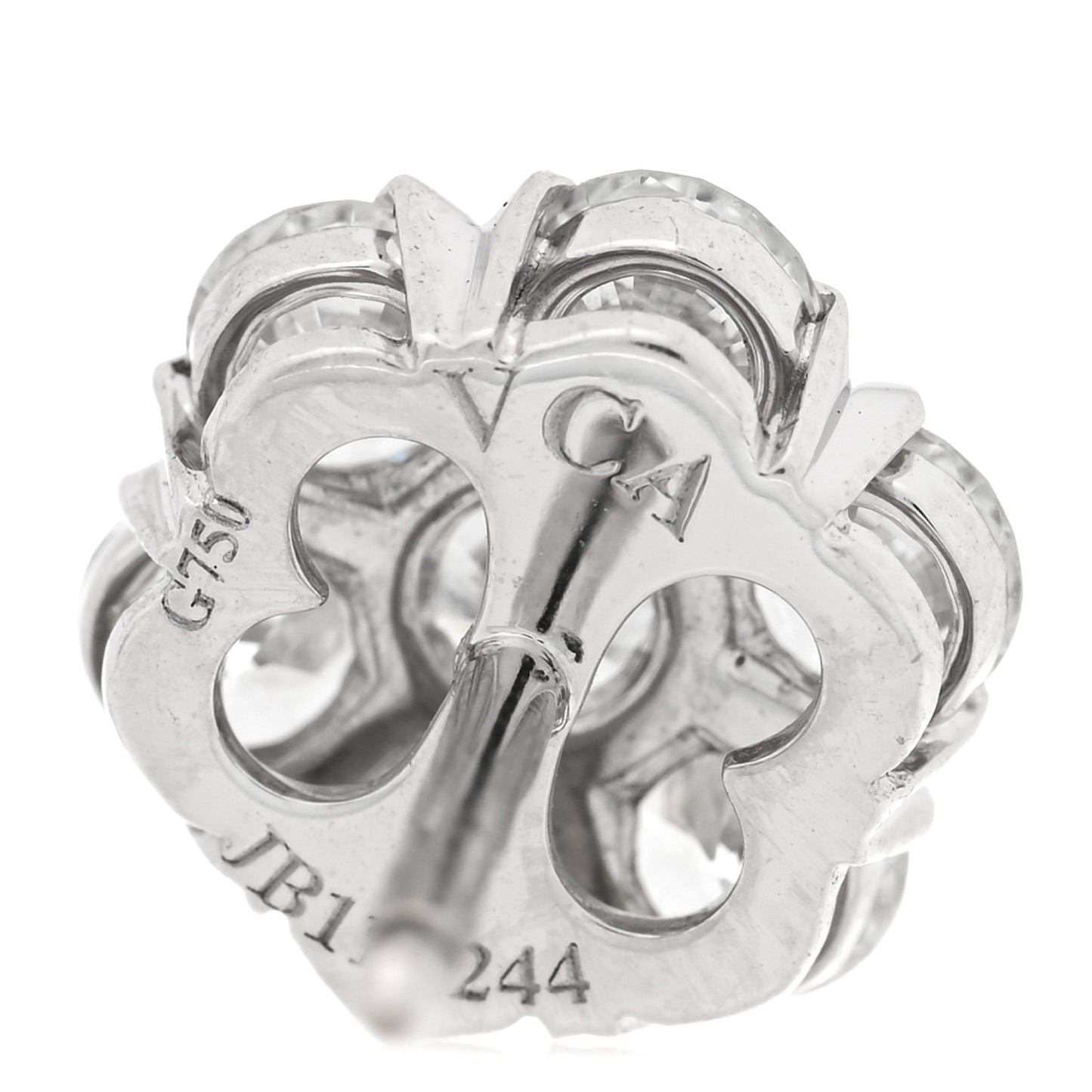 18K White Gold Diamond Large Fleurette Earrings