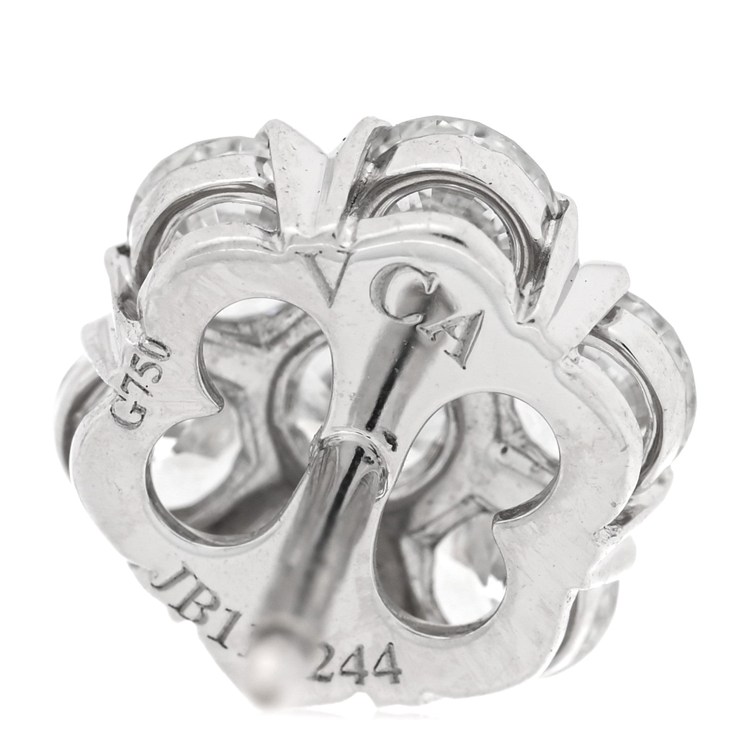 Van Cleef & Arpels 18K White Gold Diamond Large Fleurette Earrings 4 of 5