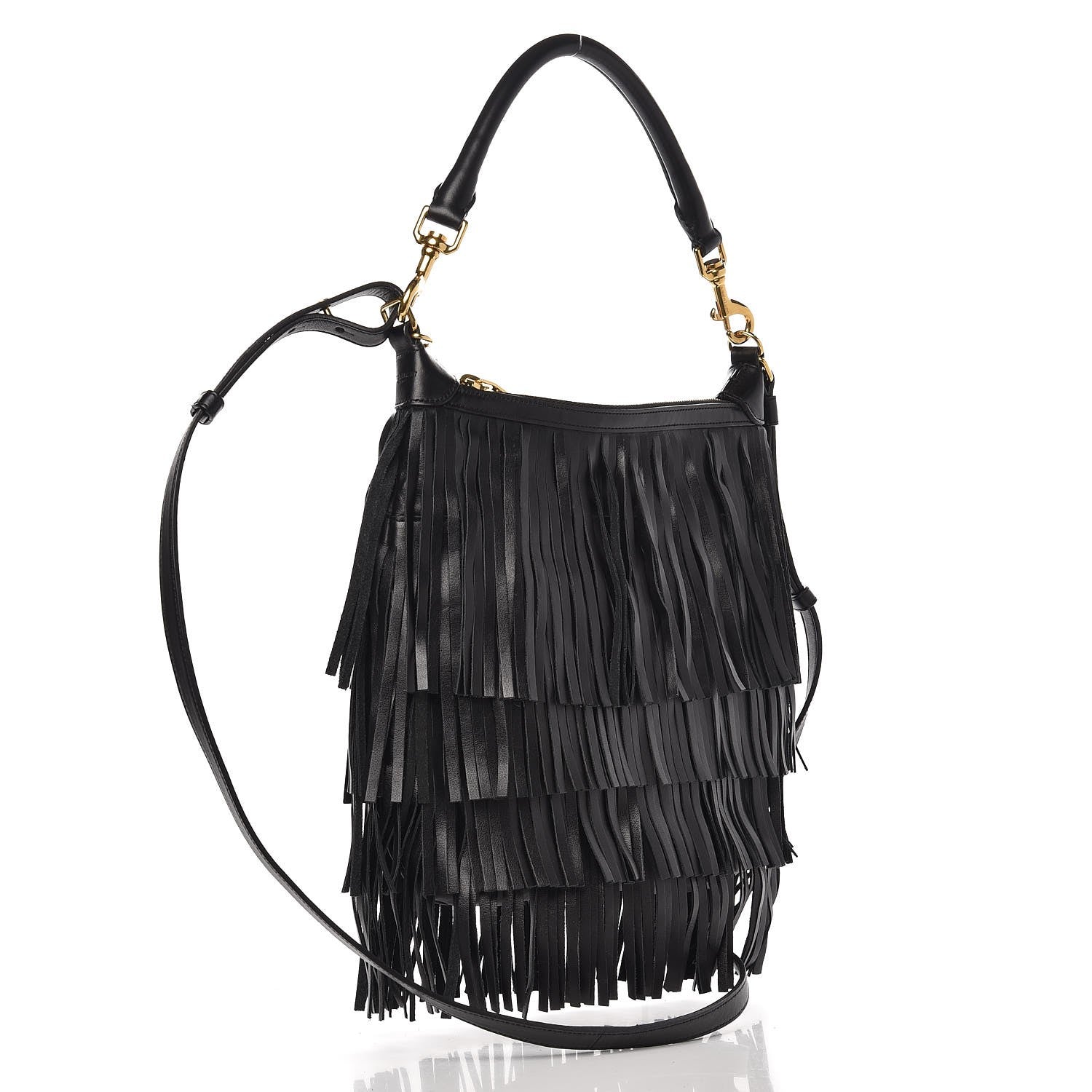 Saint Laurent Calfskin Small Emmanuelle Fringe Hobo Bag Black 3 of 6