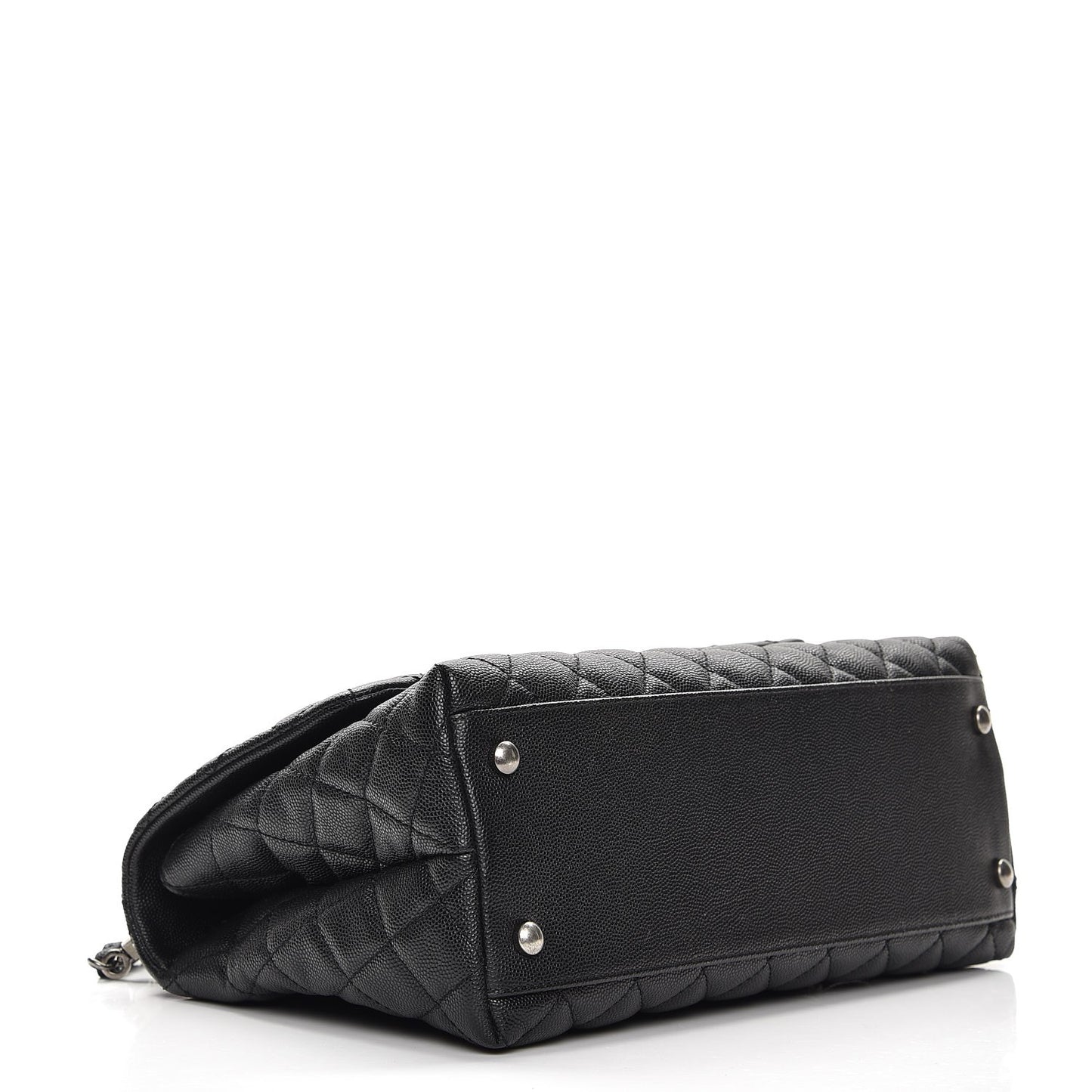 Caviar Lizard Quilted Small Coco Handle Flap Black