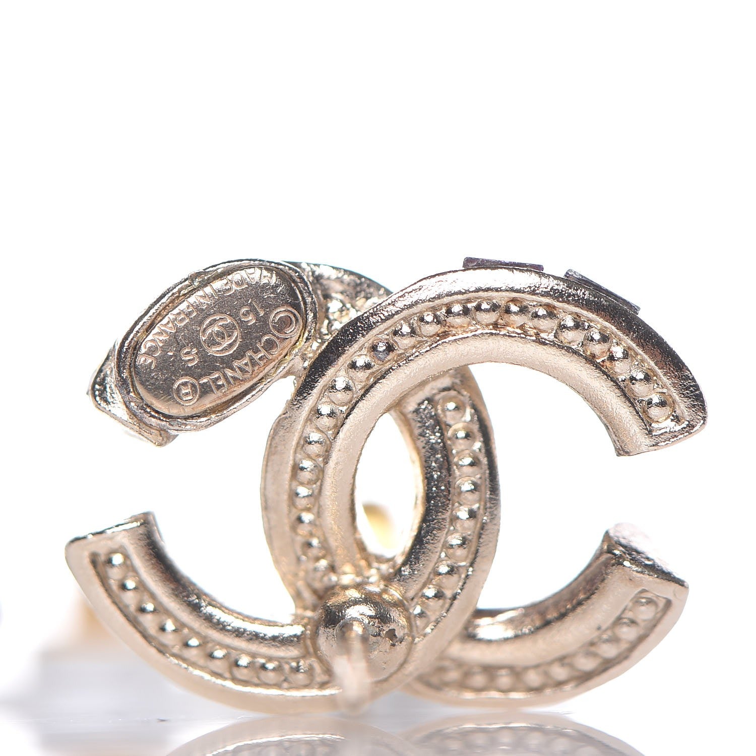 Chanel Baguette Crystal CC Earrings Gold Multicolor 4 of 4