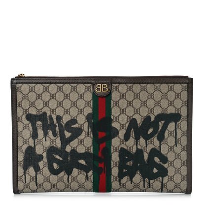 Gucci X BALENCIAGA BB Monogram Web Graffiti Ophidia Laptop Pouch Beige New Acero 1 of 9