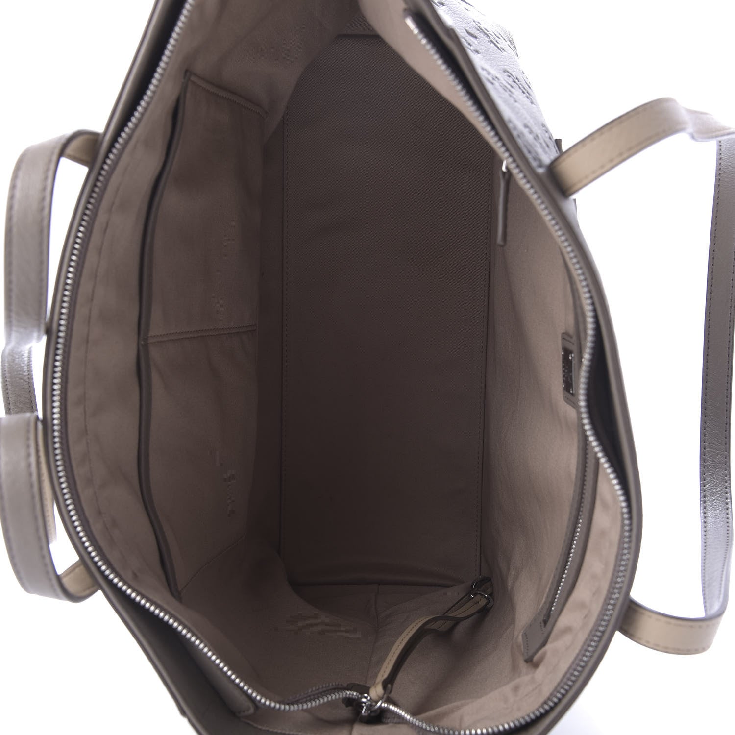 MCM Calfskin Ottomar Monogram Medium Klara Top Zip Tote Taupe 5 of 9