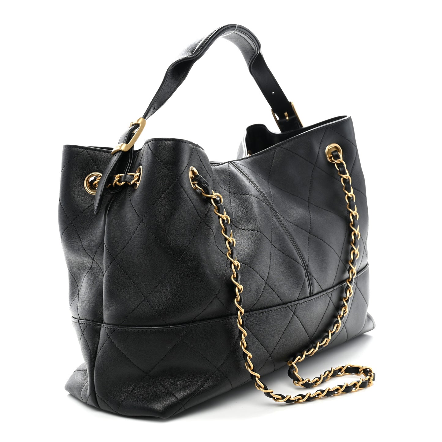 Calfskin Quilted Small Coco Base Shopping Bag Black