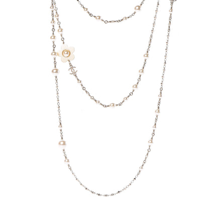 Chanel Pearl Flower CC Multi Strand Long Necklace Gold 1 of 4
