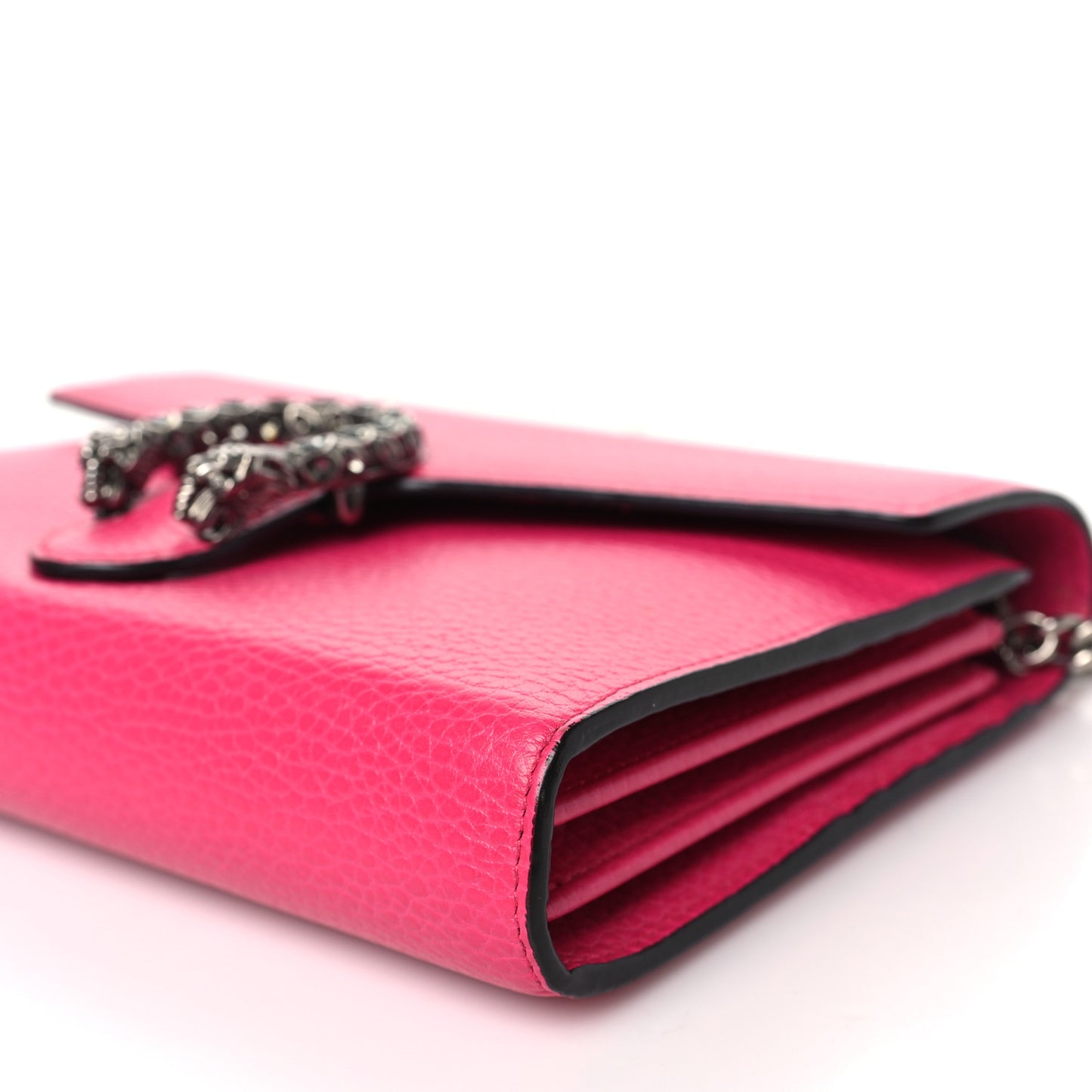 Dollar Calfskin Crystal Mini Dionysus Chain Wallet Box Pink