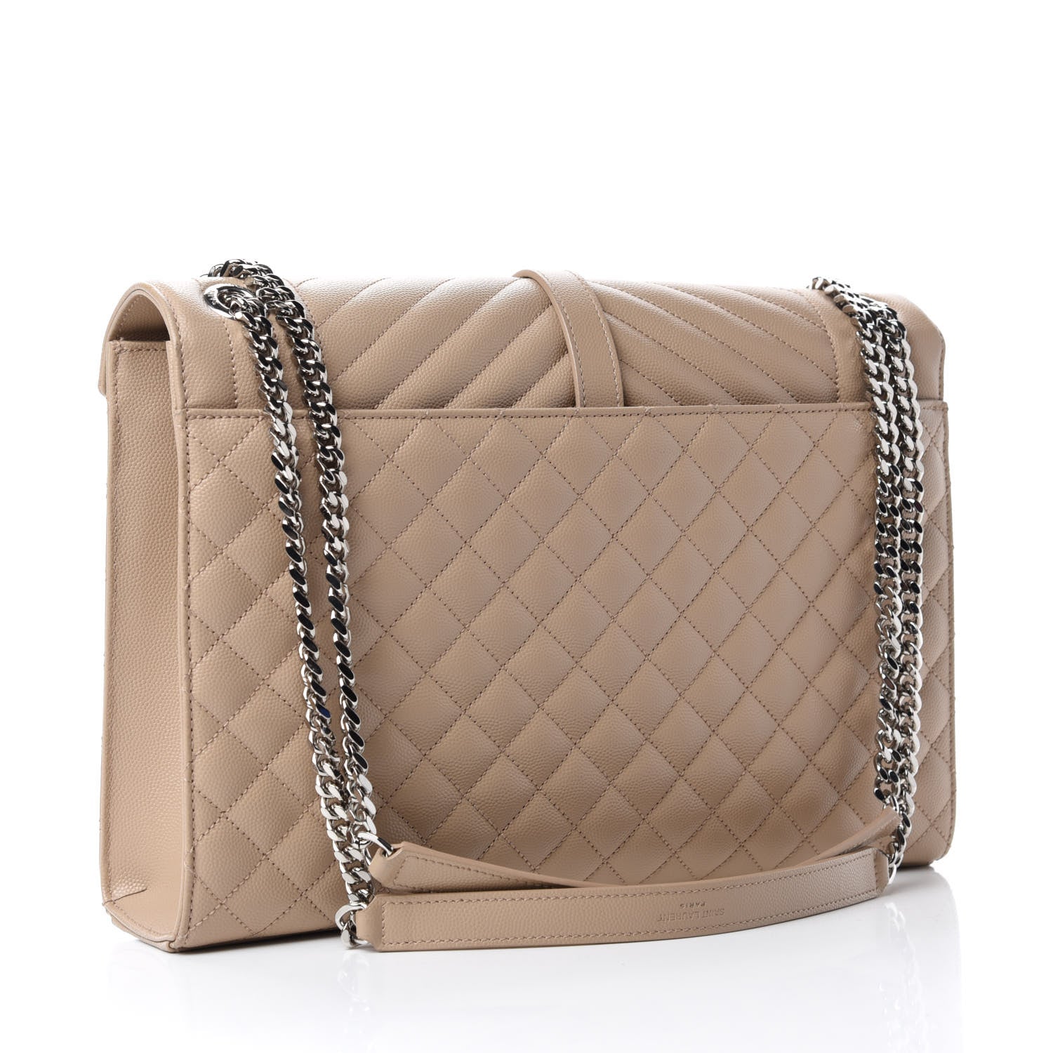Saint Laurent Grain De Poudre Large Tri-Quilt Monogram Satchel Dark Beige 3 of 14