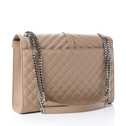 Saint Laurent Grain De Poudre Large Tri-Quilt Monogram Satchel Dark Beige 3 of 14
