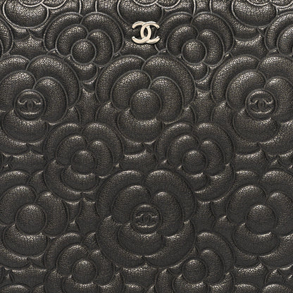 Chanel Goatskin Camellia Embossed Medium Cosmetic Case Dark Grey 8 of 9