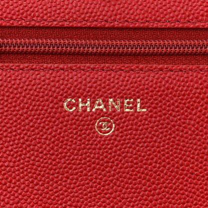 Chanel Caviar Quilted Vintage Mademoiselle Wallet On Chain WOC Red 6 of 11