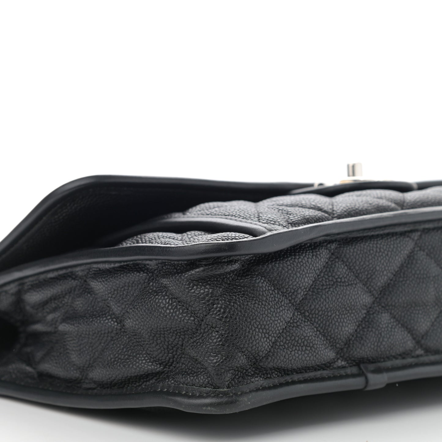 Caviar Quilted Large French Riviera Flap Black