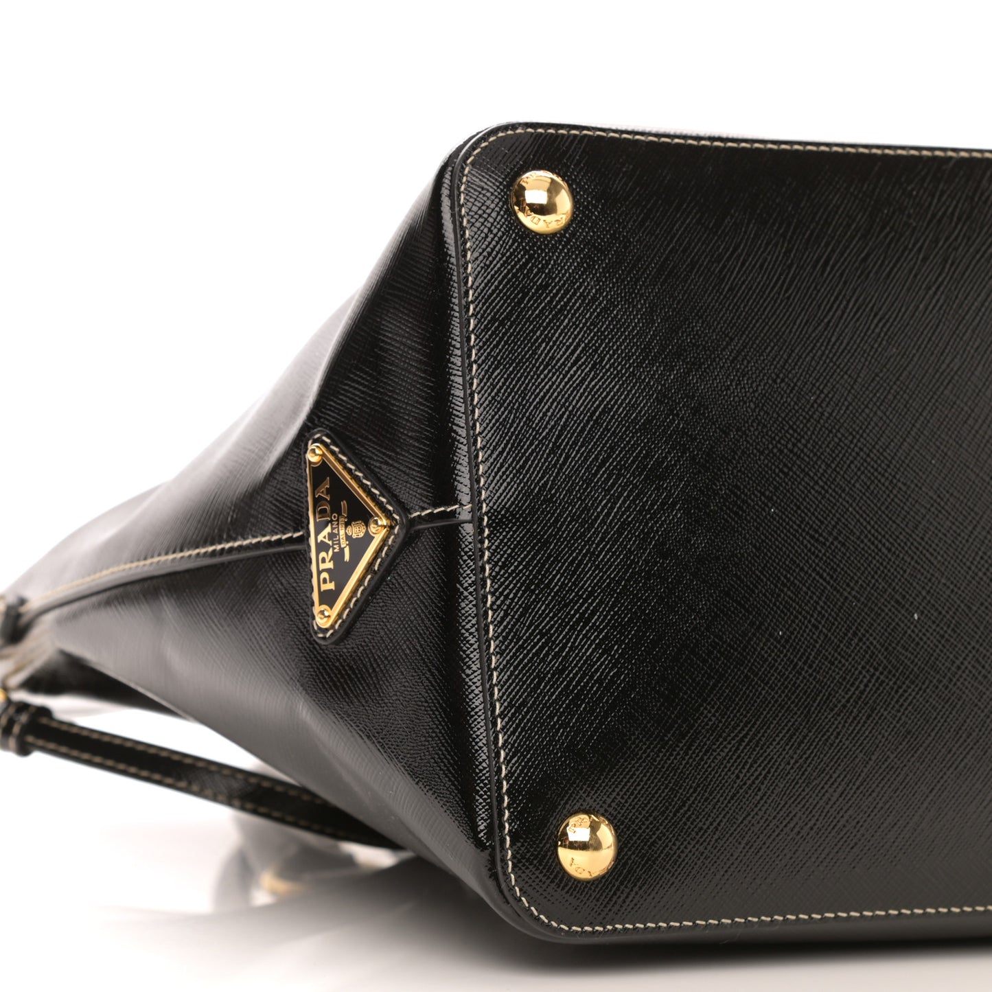 Saffiano Vernice Turn Lock Shopping Tote Black