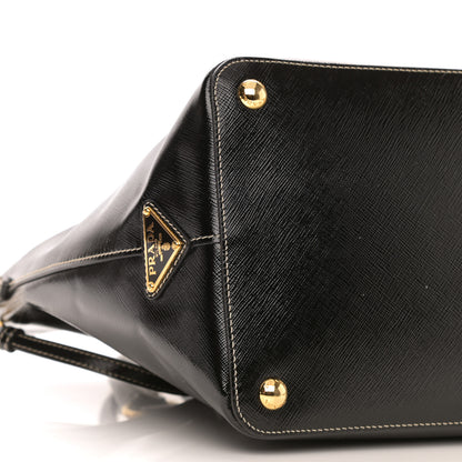 Prada Saffiano Vernice Turn Lock Shopping Tote Black 8 of 10