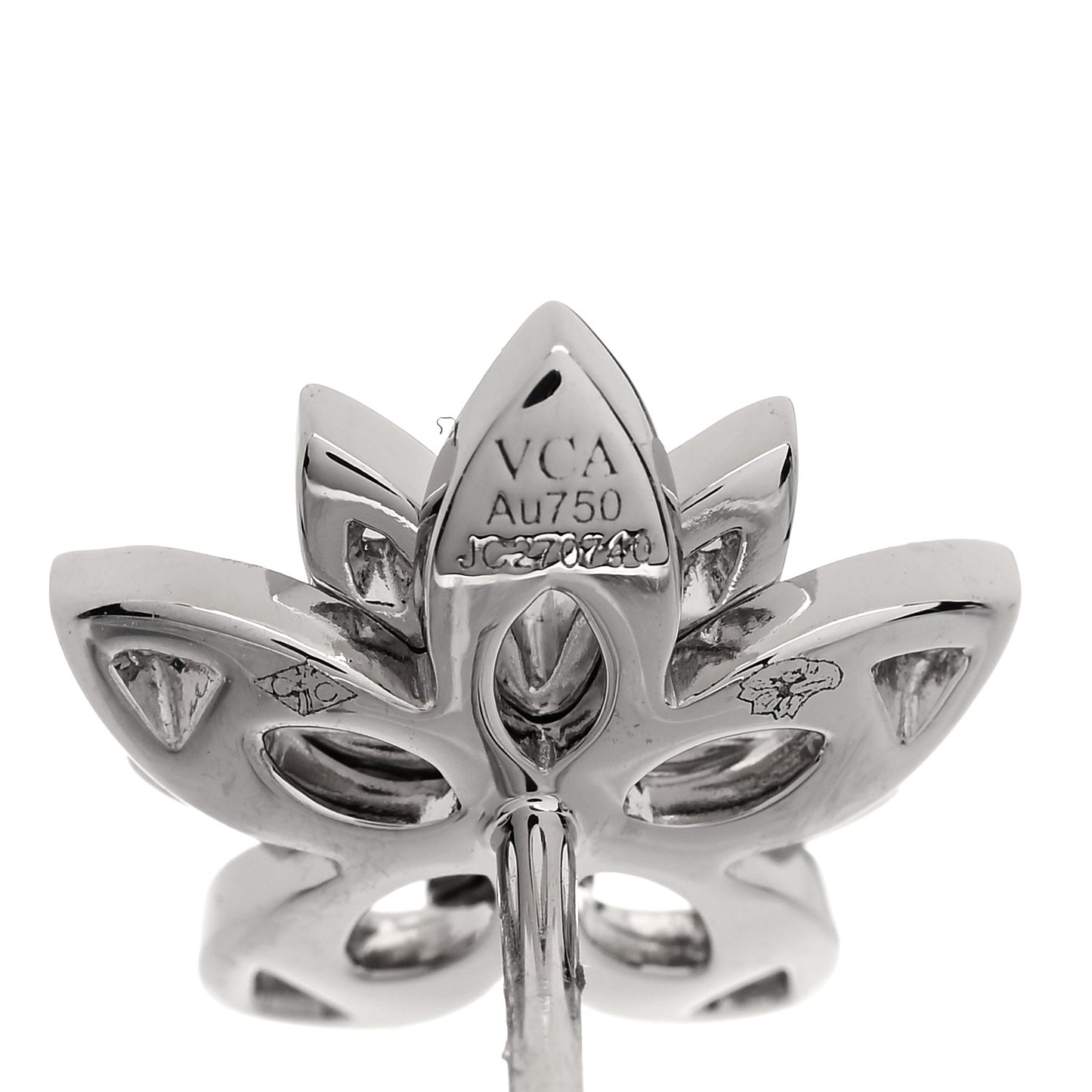 18K White Gold Diamond Mini Lotus Openwork Earrings
