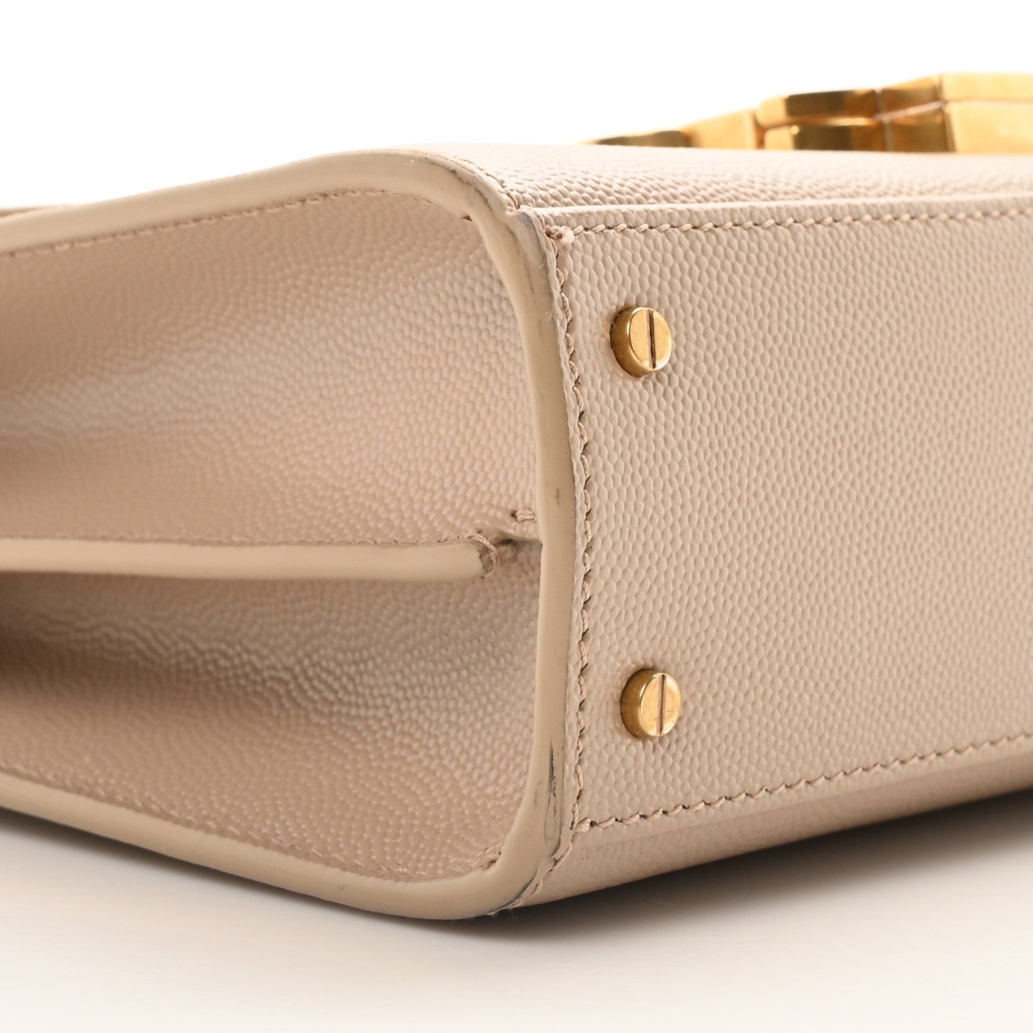 Saint Laurent Grain de Poudre Mini Classic Monogram Cassandra Top Handle Beige 8 of 9
