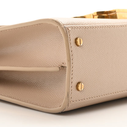 Saint Laurent Grain de Poudre Mini Classic Monogram Cassandra Top Handle Beige 8 of 9