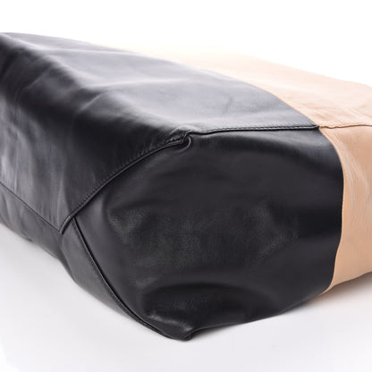 Celine Lambskin Horizontal Bi-Cabas Nude Black 6 of 10