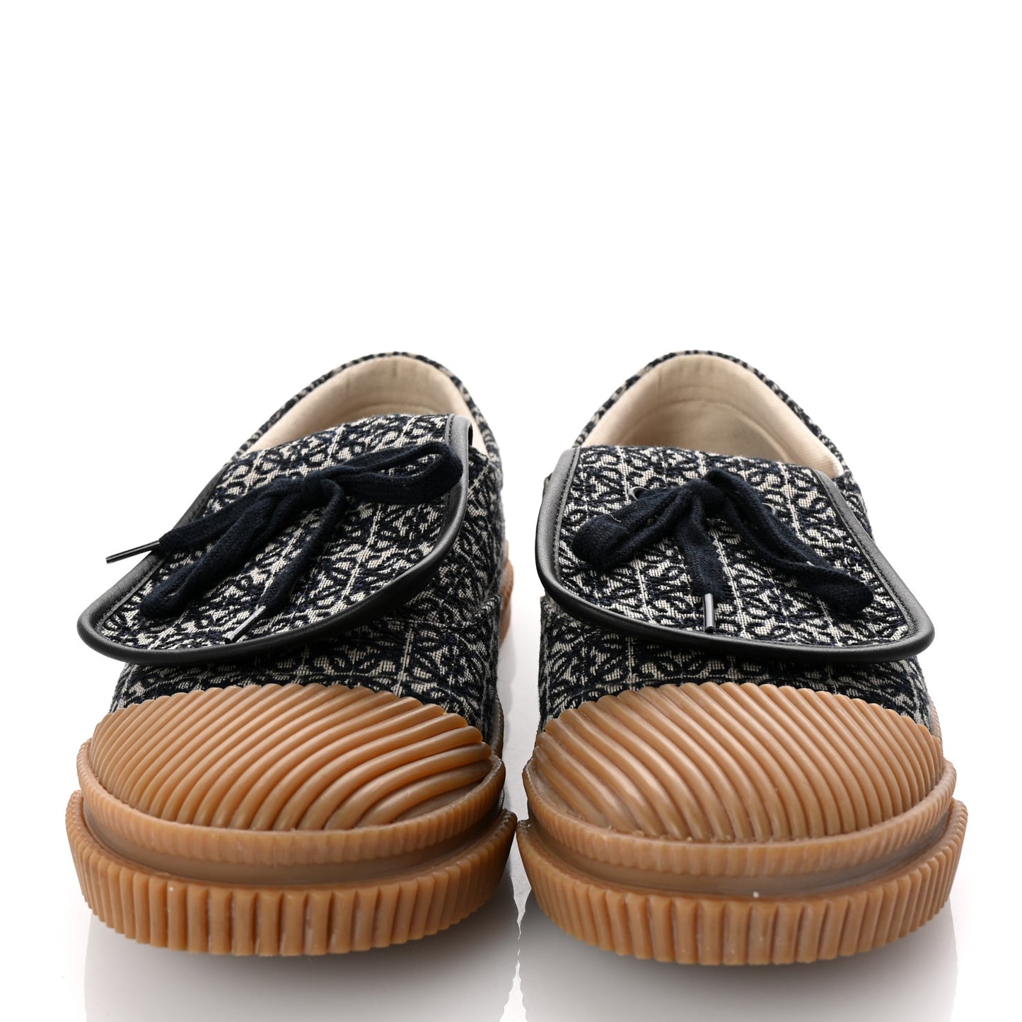 Jacquard Anagram Calfskin Flap Sneakers 41 Navy