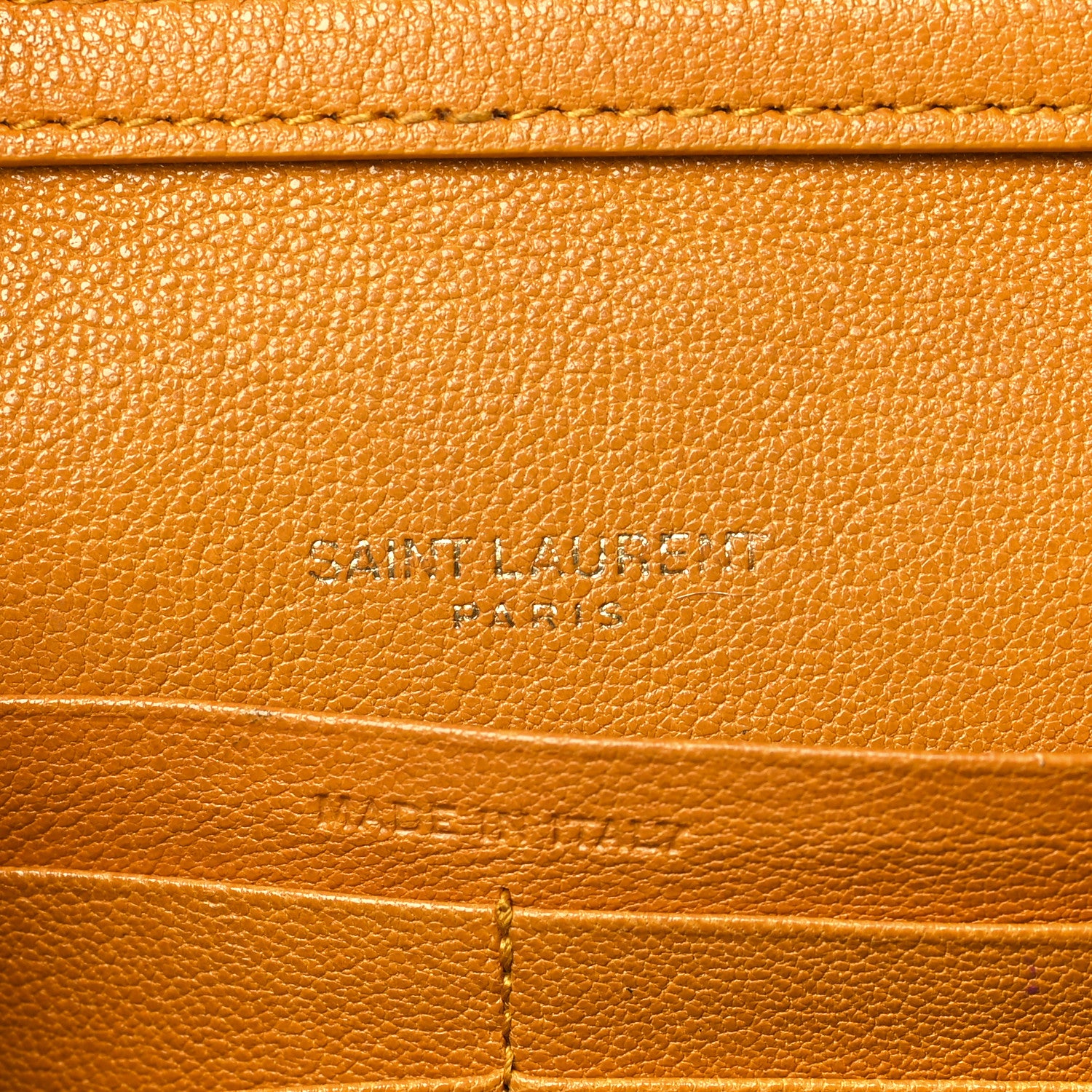 Saint Laurent Lambskin Diamond Quilted Becky Chain Wallet Saffran 6 of 14