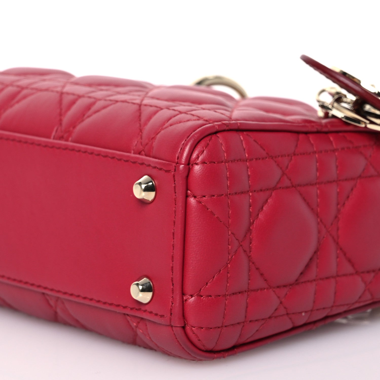 Christian Dior Lambskin Cannage Mini Lady Dior Red 10 of 11