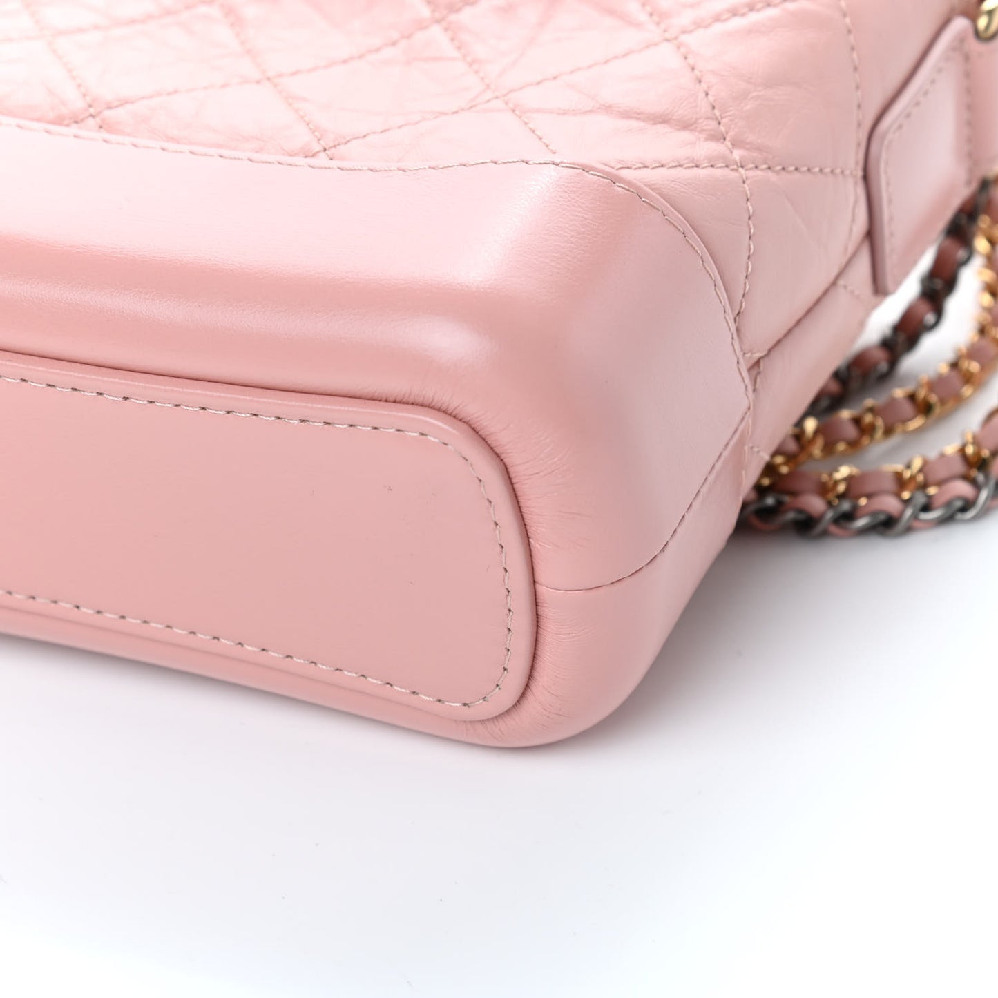 Aged Calfskin Quilted Small Gabrielle Hobo Pink