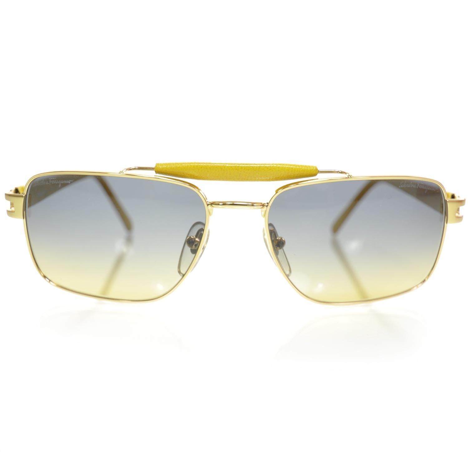 FASHIONPHILE SALVATOREFERRAGAMOLeatherAviatorSunglassesYellow 3 of 7