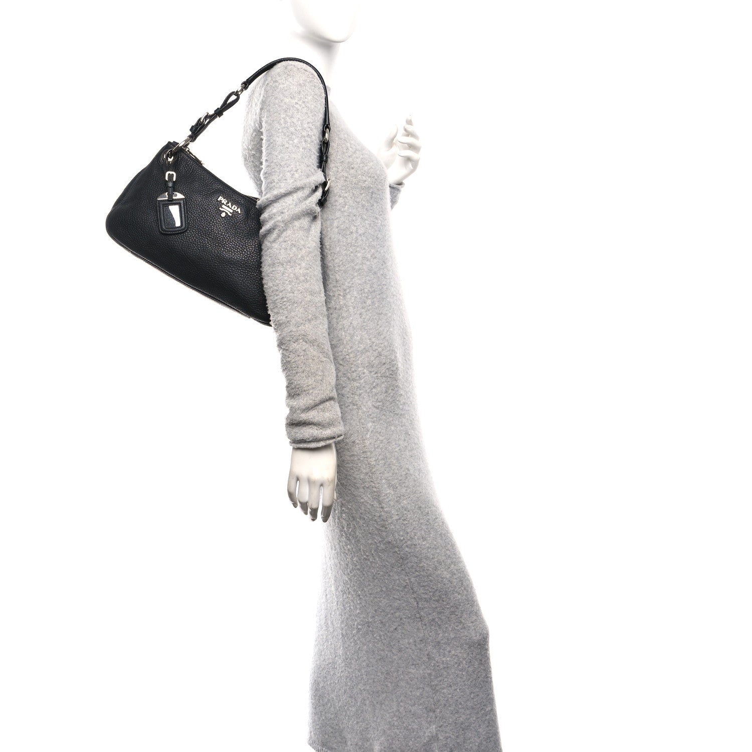 Prada Vitello Phenix Shoulder Bag Black 2 of 9