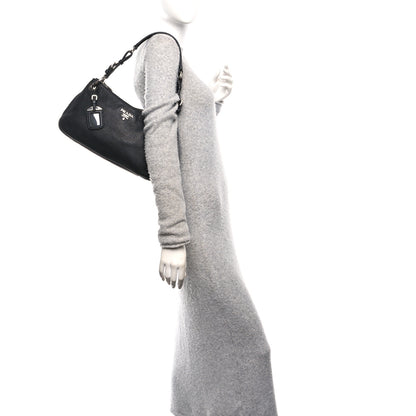 Prada Vitello Phenix Shoulder Bag Black 2 of 9
