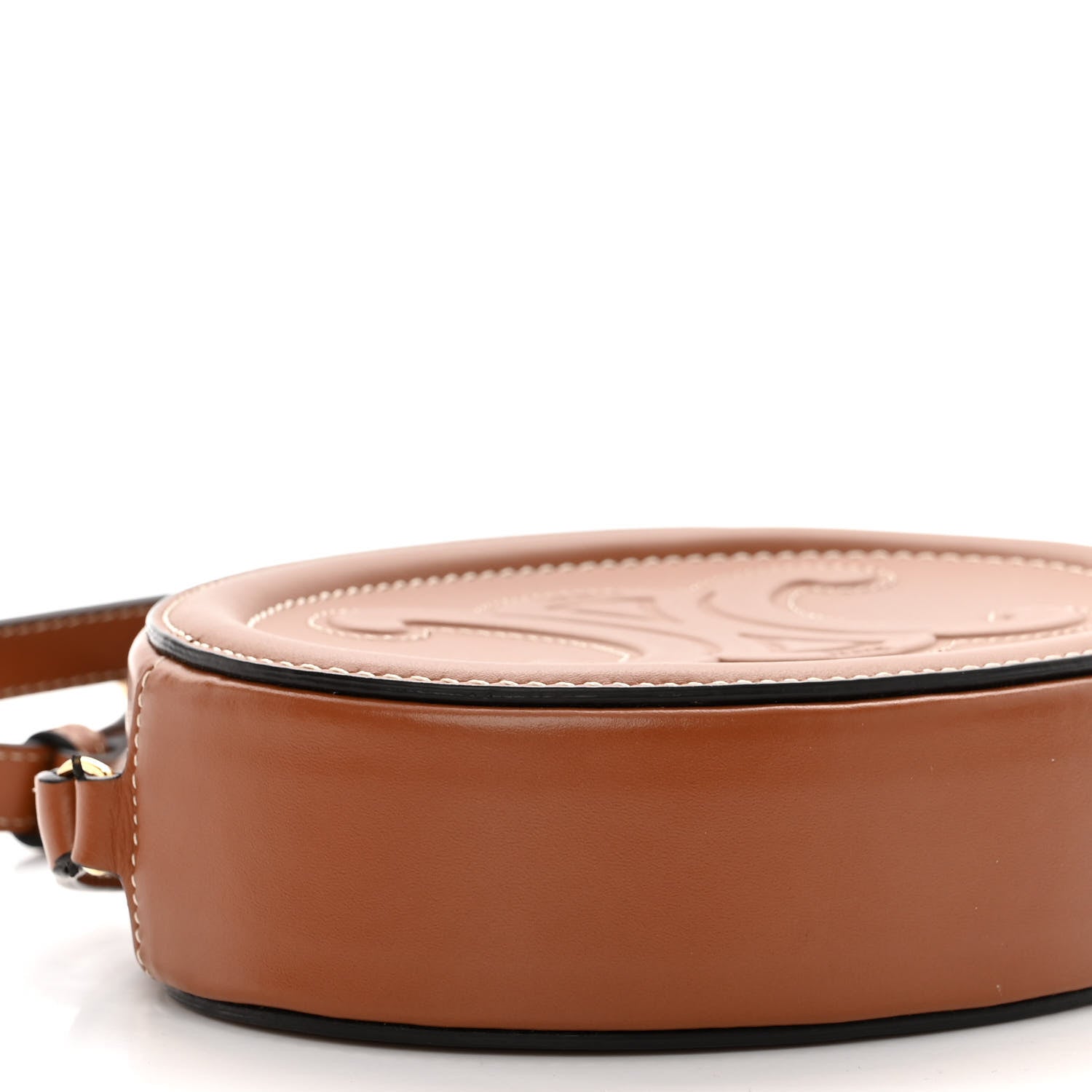 Celine Smooth Calfskin Cuir Small Triomphe Oval Crossbody Purse Tan 7 of 8