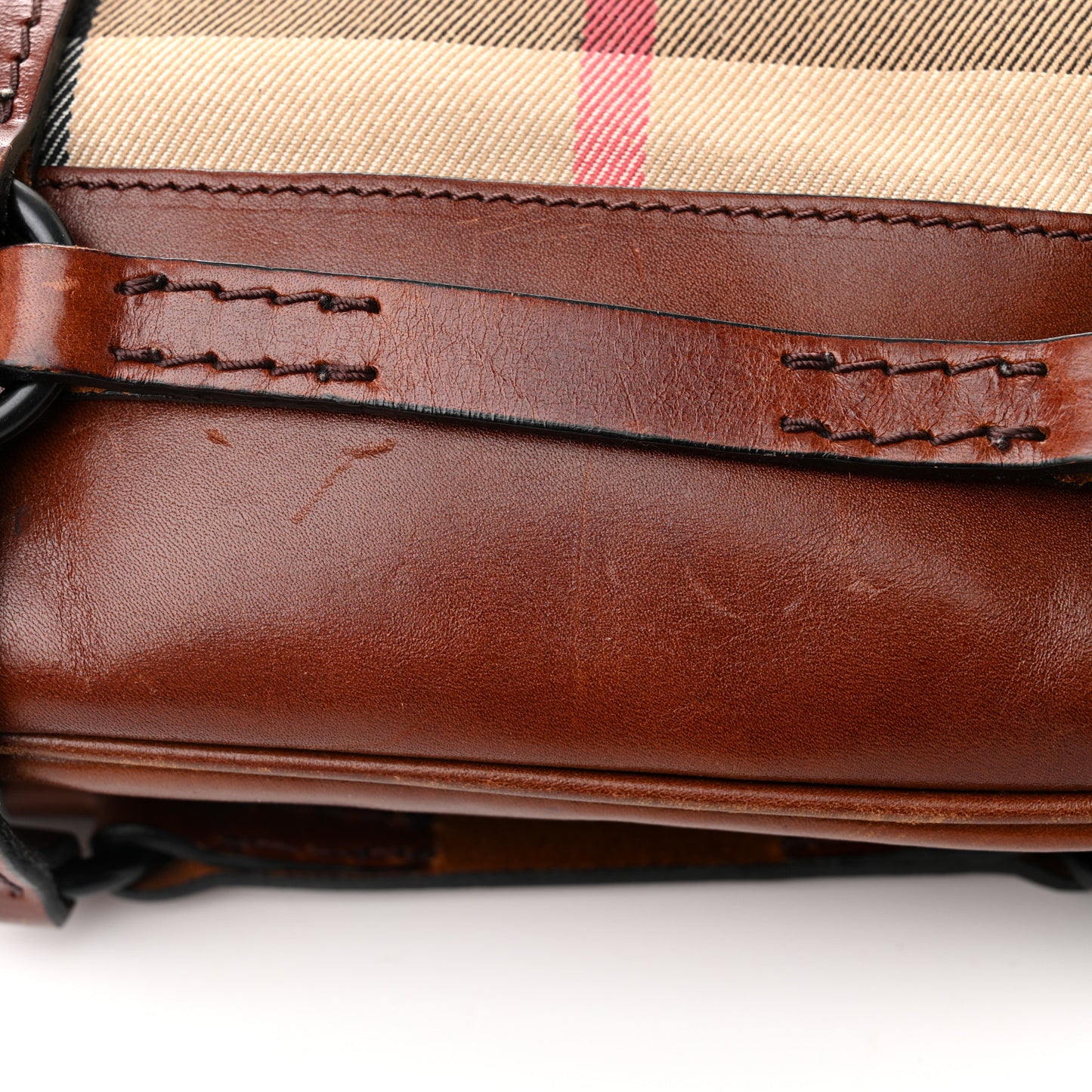 House Check Bridle Calfskin Tote Tan