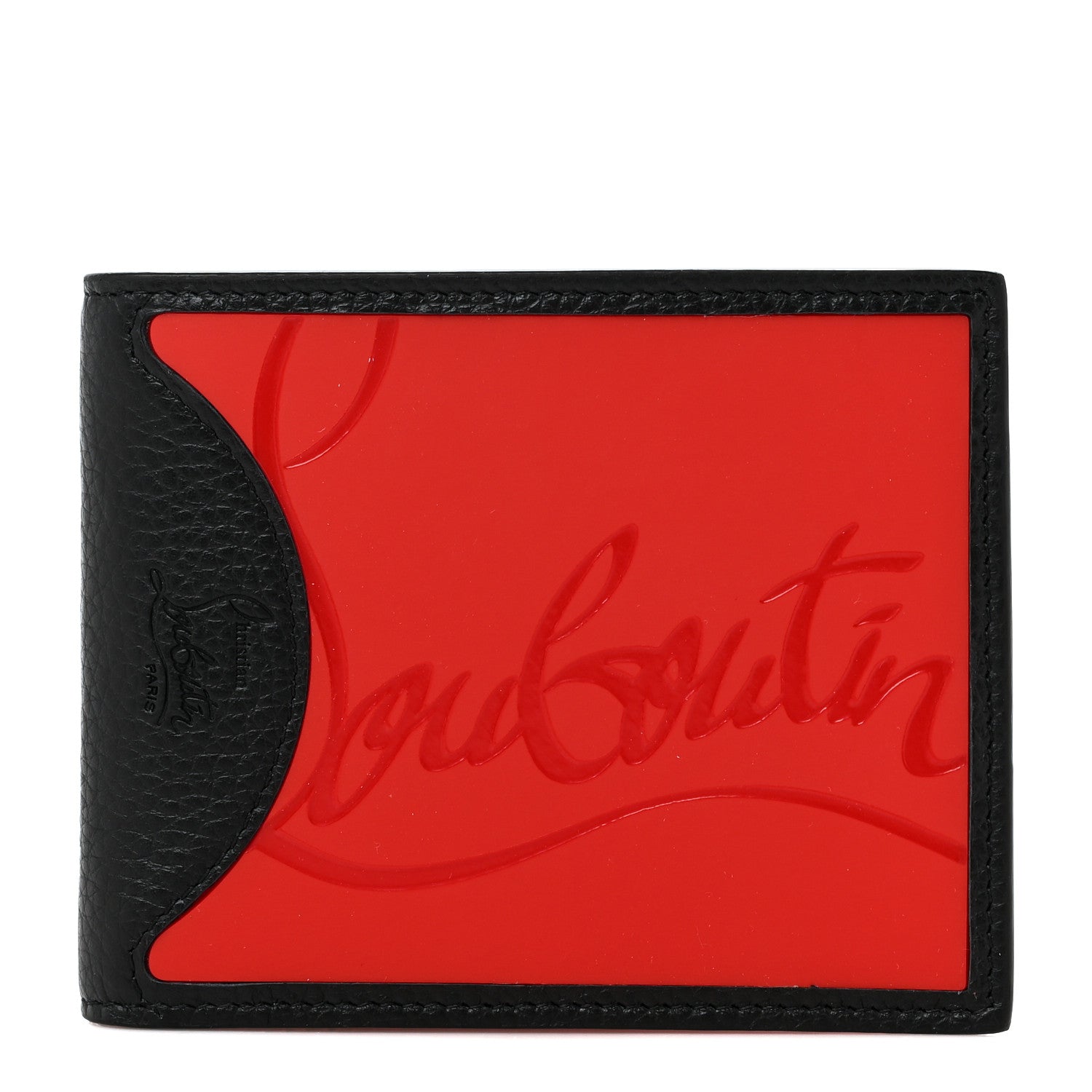 Christian Louboutin Calfskin Coolcard Two-Tone Wallet Black Red 1 of 8