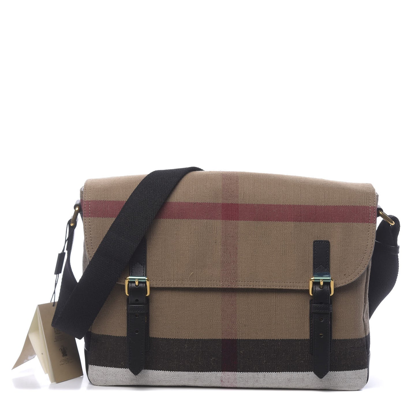 Canvas Mega Check Large Baildon Messenger Bag Black