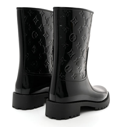 Louis Vuitton Rubber Embossed Monogram Drops Flat Half Boots 41 Black 4 of 7