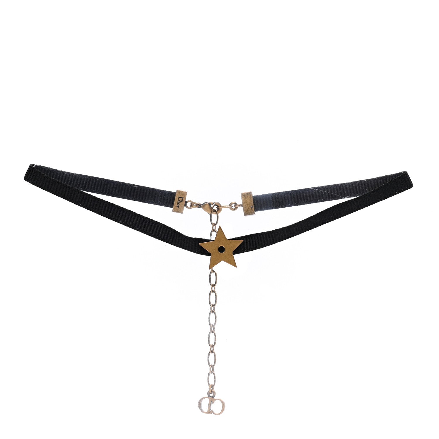 Christian Dior Grosgrain Ribbon Star Choker Necklace Black 1 of 6