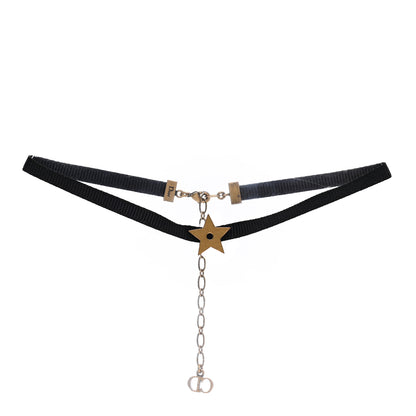 Christian Dior Grosgrain Ribbon Star Choker Necklace Black 1 of 6