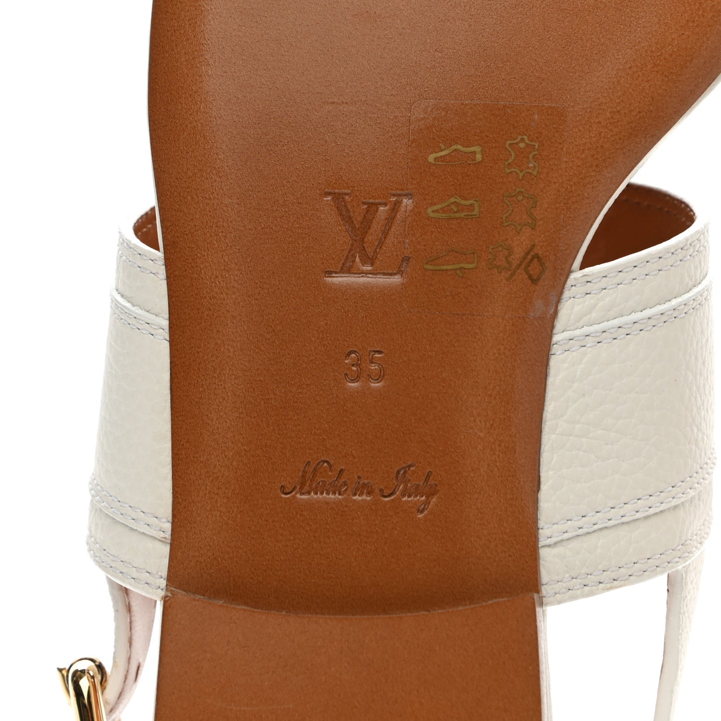 Grained Calfskin Horizon Flat Sandals 35 White
