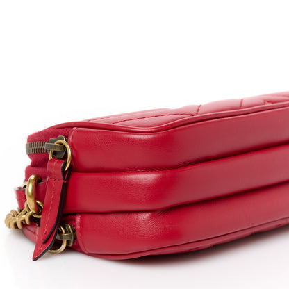 Gucci Calfskin Matelasse Mini GG Marmont Chain Crossbody Bag Hibiscus Red 11 of 12