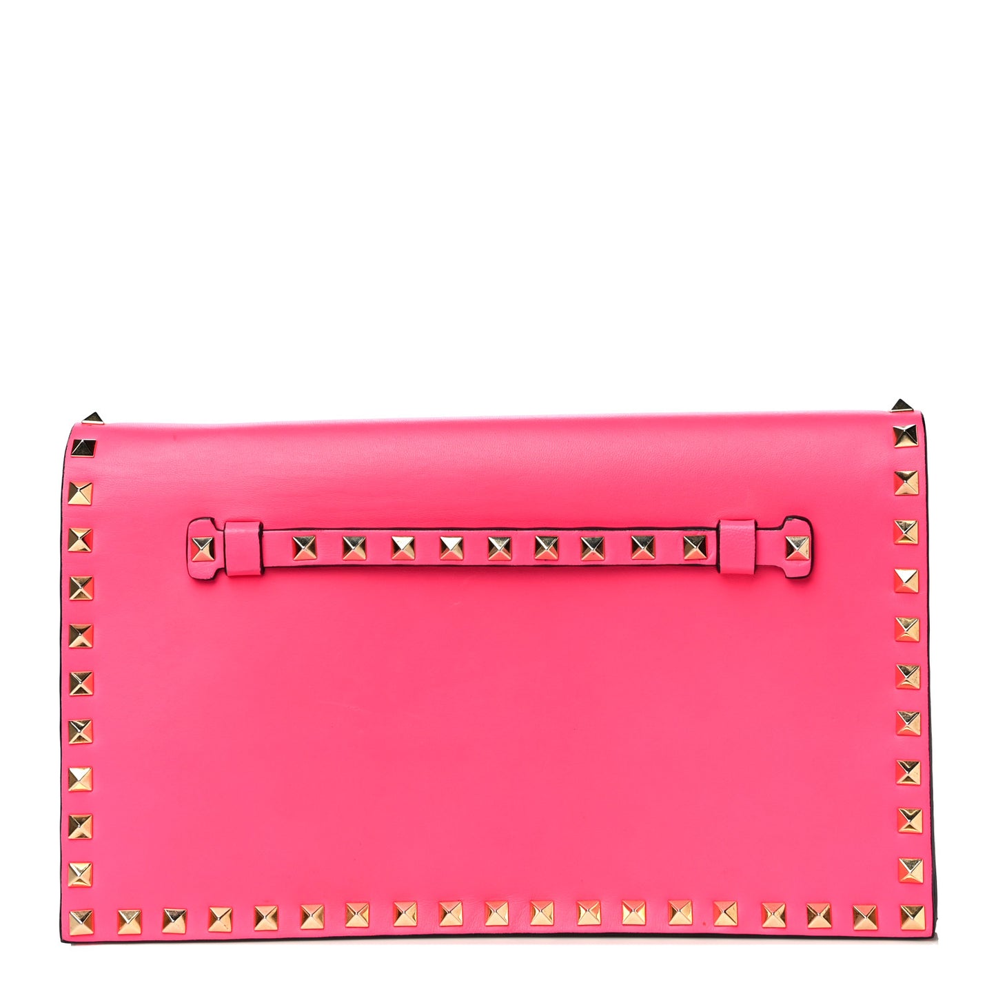 Nappa Rockstud Wristlet Clutch Fuxia Fluo