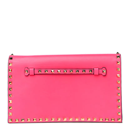 Valentino Garavani Nappa Rockstud Wristlet Clutch Fuxia Fluo 1 of 19