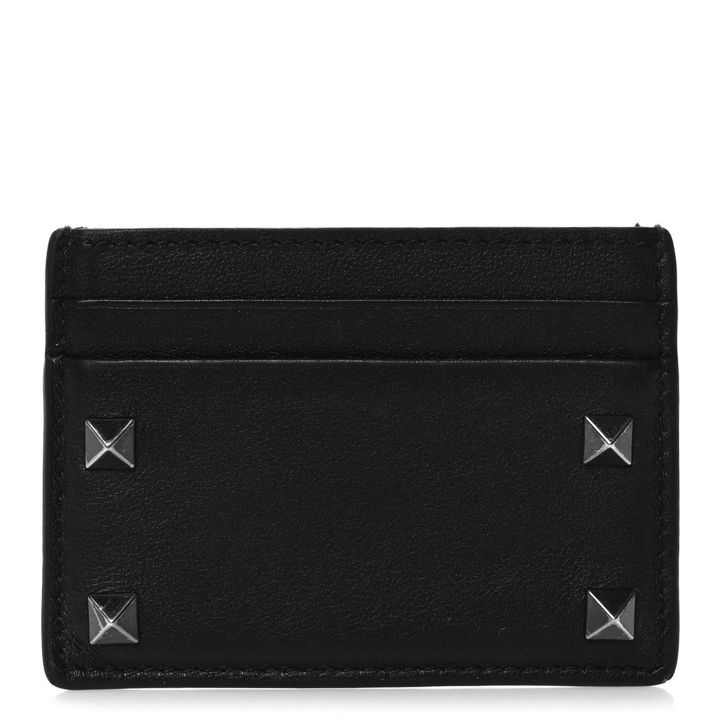 VALENTINO GARAVANI Vitello Rockstud Card Holder Black