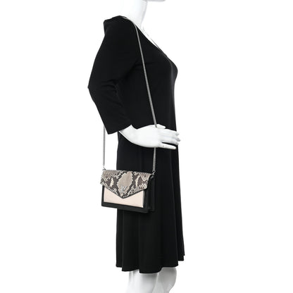 Louis Vuitton Soft Calfskin Snakeskin My Lockme Chain Bag BB Black White Beige 3 of 11