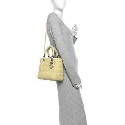 Christian Dior Lambskin Cannage Medium Lady Dior Light Yellow 2 of 14