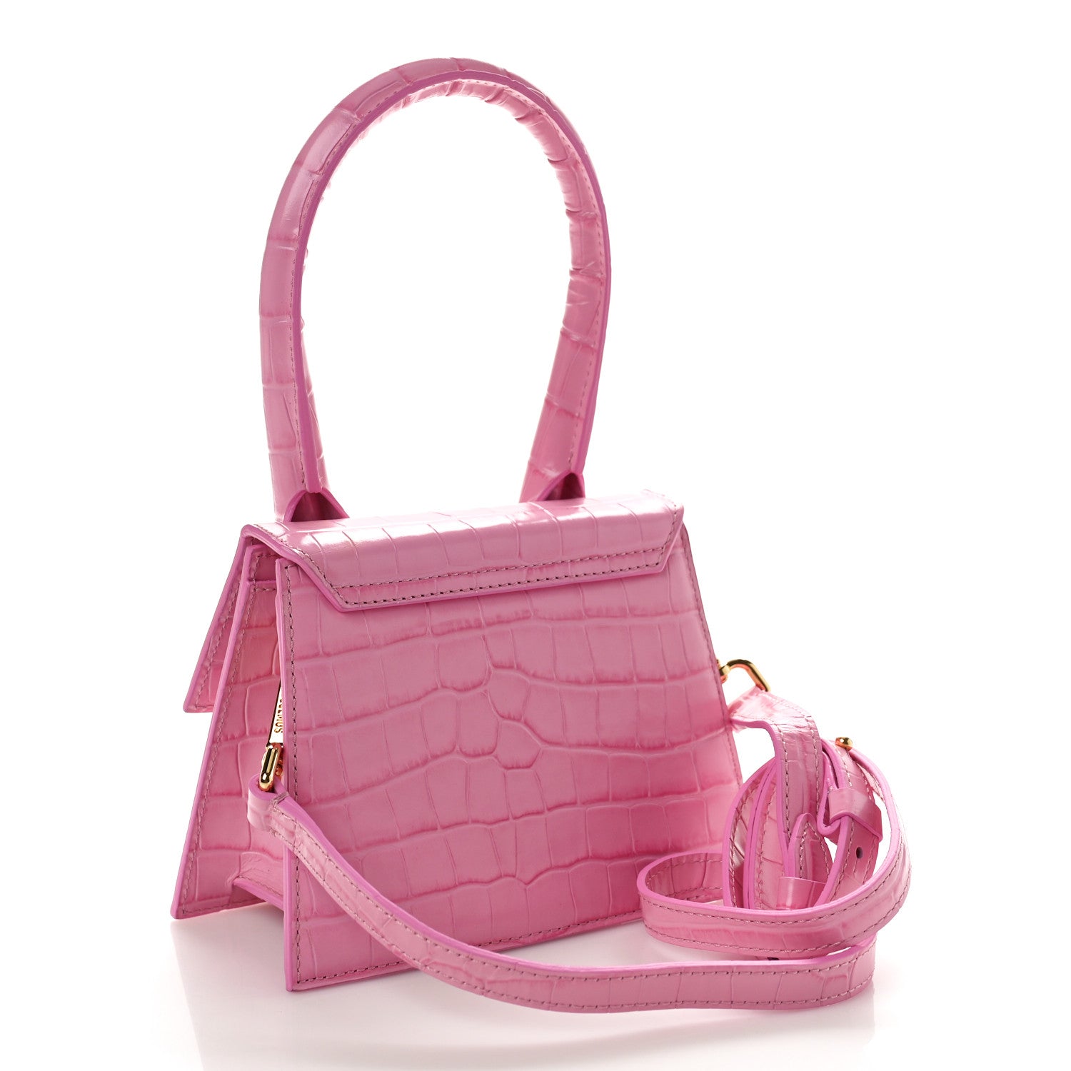 Jacquemus Calfskin Crocodile Embossed Le Chiquito Moyen Pink 3 of 8
