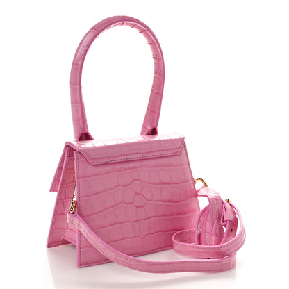 Jacquemus Calfskin Crocodile Embossed Le Chiquito Moyen Pink 3 of 8