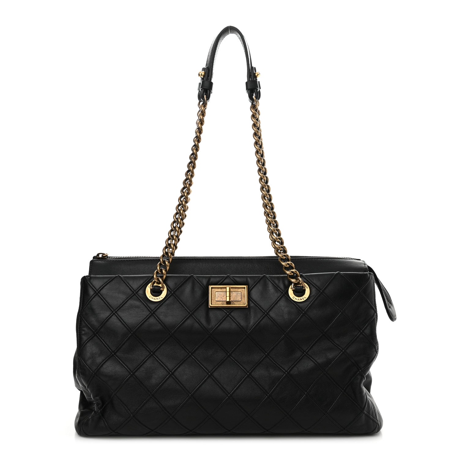 Chanel Calfskin Diamond Debossed Large Cosmos Zip Tote Black 1 of 16