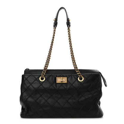Chanel Calfskin Diamond Debossed Large Cosmos Zip Tote Black 1 of 16
