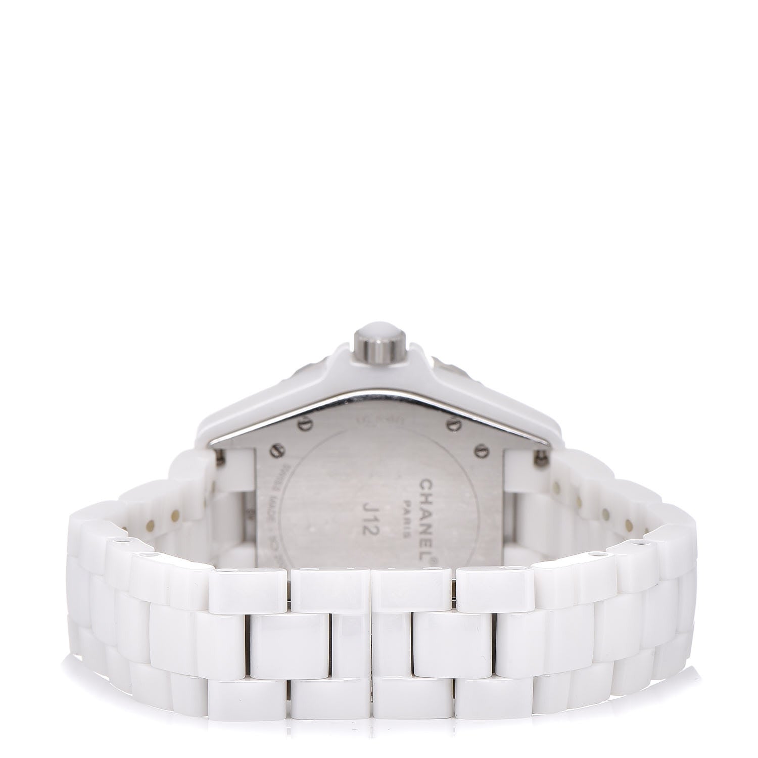 Chanel Stainless Steel Ceramic Diamond 38mm J12 Automatic Watch White 4 of 7