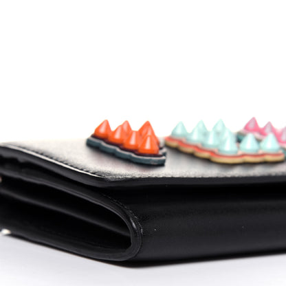 Fendi Vitello Liberty Fun Fair Studded Continental Wallet On Chain Black Multicolor 9 of 11