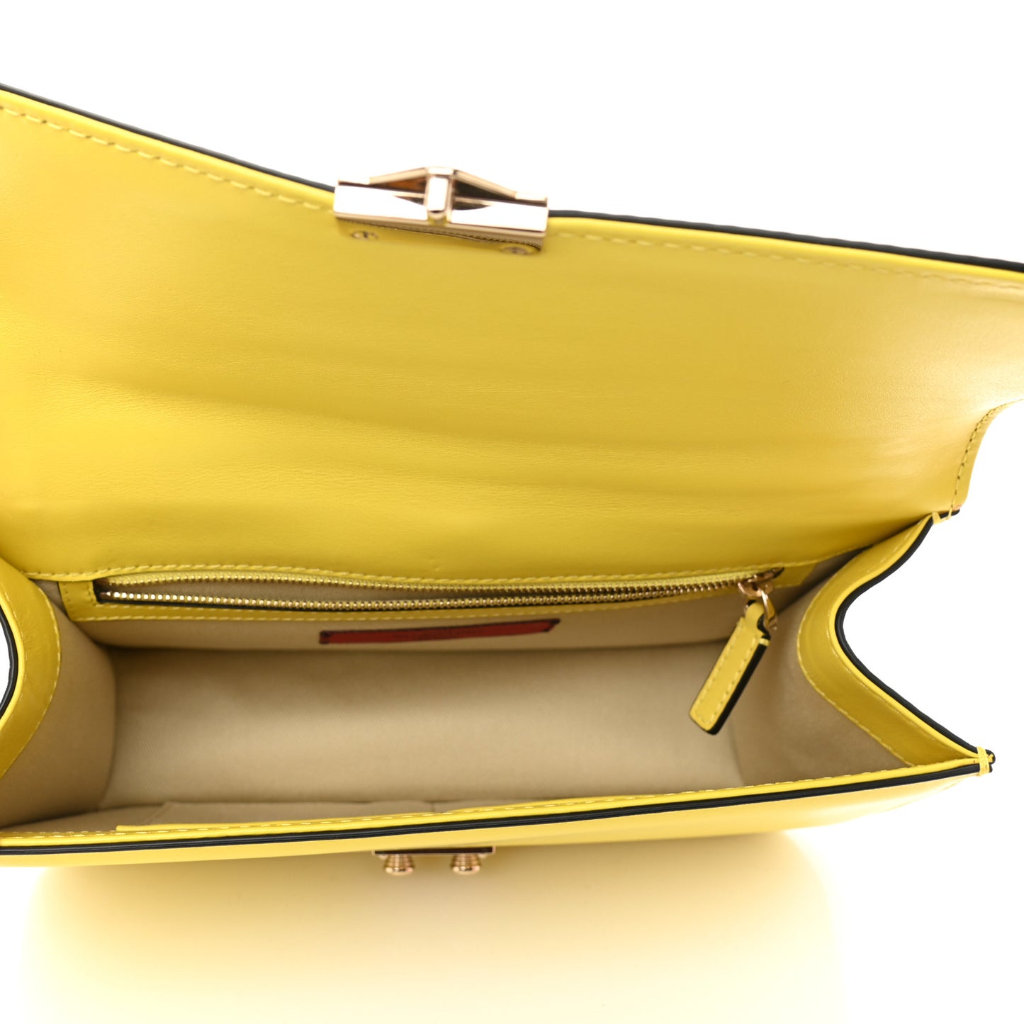 Vitello Medium Glam Lock Rockstud Flap Naples Yellow
