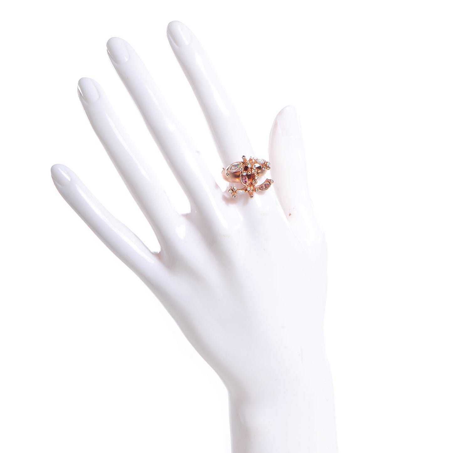 Marquise Crystal CC Logo Ring 7 Pink